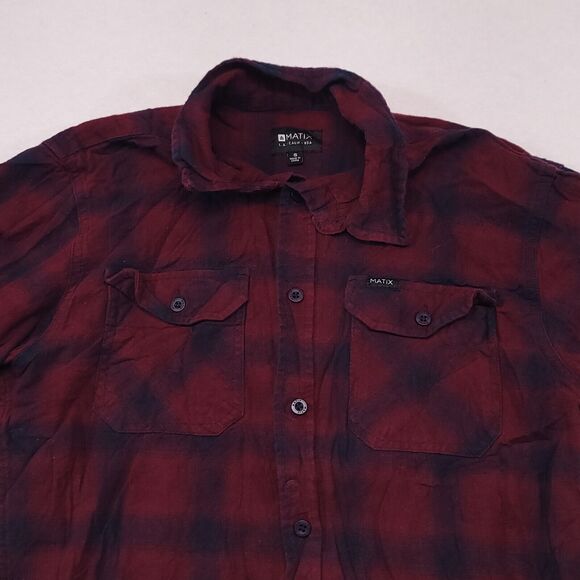 Matix Tartan Flannel Button Up Long Sleeve Shirt Mens Size Small S Red Blue - Picture 1 of 11